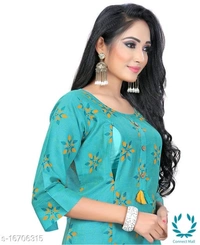 Women Cotton Maternity Applique Light Blue - XL (Bust Size: 42 in, Size Length: 44 in) 